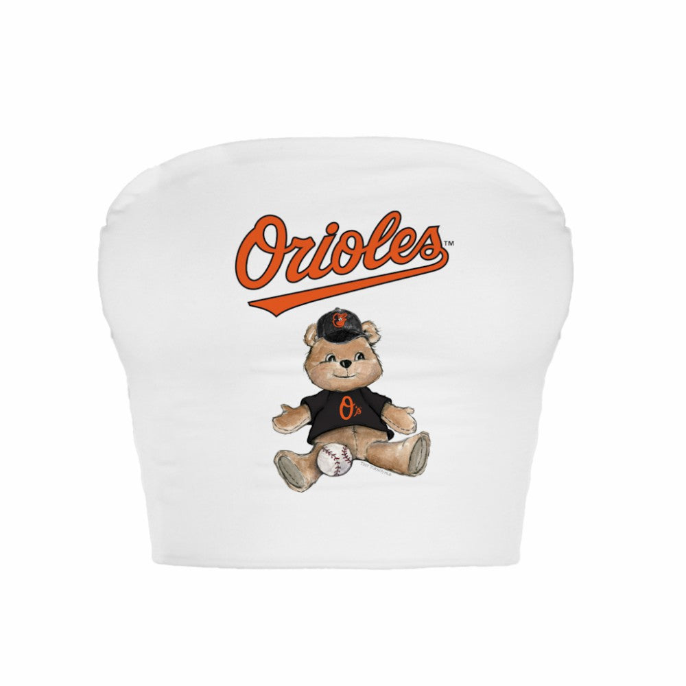 Baltimore Orioles Tiny Turnip Women's Teddy Bear Crop Tube Top - MLB