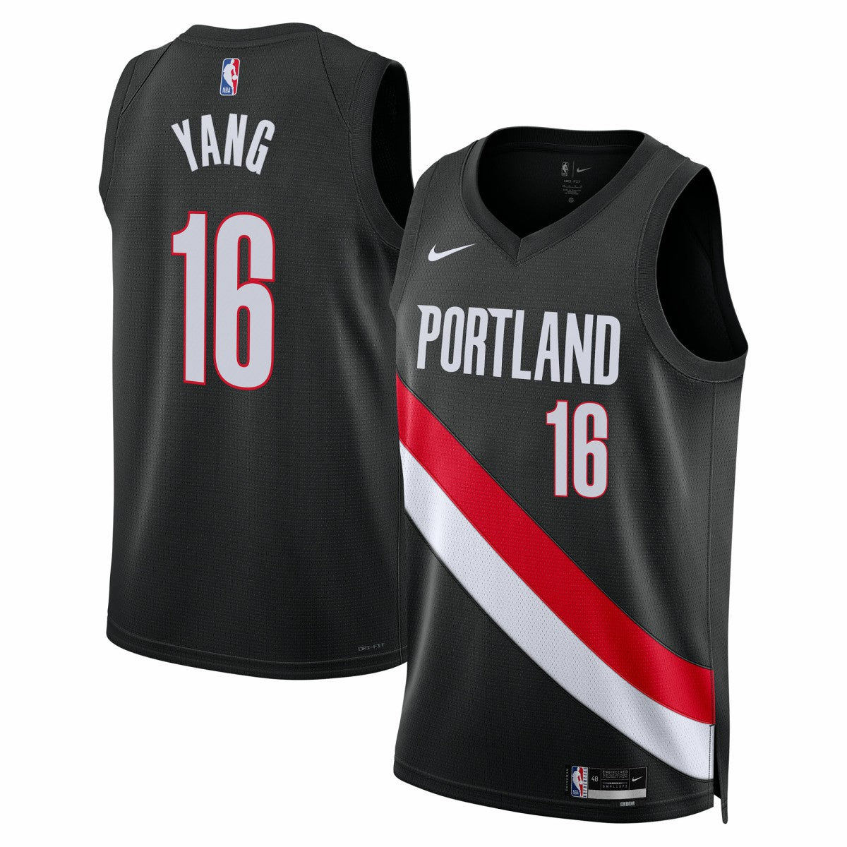Yang Hansen Portland Trail Blazers Unisex Swingman Jersey Icon Edition Black - NBA