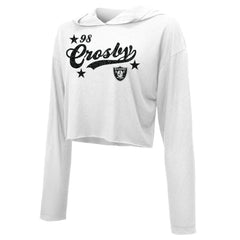 Maxx Crosby Las Vegas Raiders Majestic Threads Women's Glitter Wordmark Hoodie White | NFL