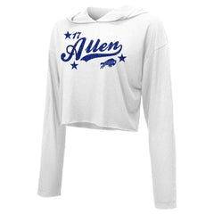 Josh Allen Buffalo Bills Majestic Threads Women's Glitter Wordmark Hoodie White | NFL
