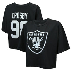Maxx Crosby Las Vegas Raiders Majestic Threads Women's Swarovski Crystals Boxy Cropped Name & Number T-Shirt Black | NFL