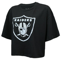 Maxx Crosby Las Vegas Raiders Majestic Threads Women's Swarovski Crystals Boxy Cropped Name & Number T-Shirt Black | NFL