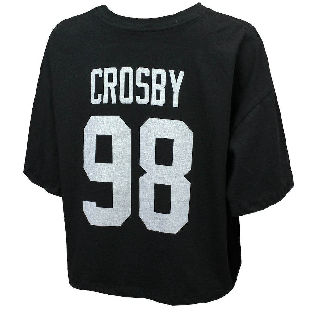 Maxx Crosby Las Vegas Raiders Majestic Threads Women's Swarovski Crystals Boxy Cropped Name & Number T-Shirt Black | NFL