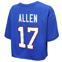 Josh Allen Buffalo Bills Majestic Threads Women's Swarovski Crystals Boxy Cropped Name & Number T-Shirt Royal | NFL