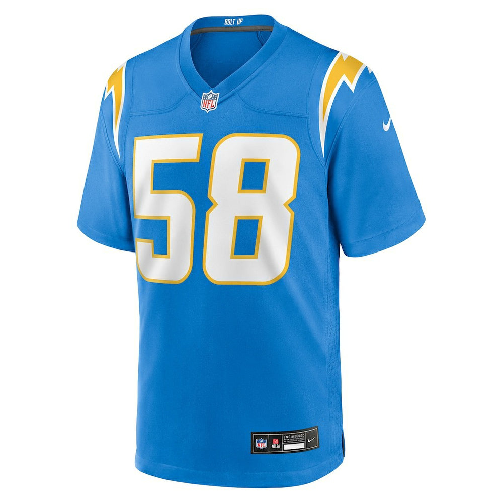 Marlowe Wax Los Angeles Chargers Team Game Jersey Powder Blue | Nike for Sale