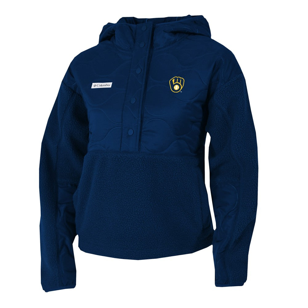 Milwaukee Brewers Columbia Women's Cloud Point Hooded Fleece Half-Snap Pullover Jacket - MLB