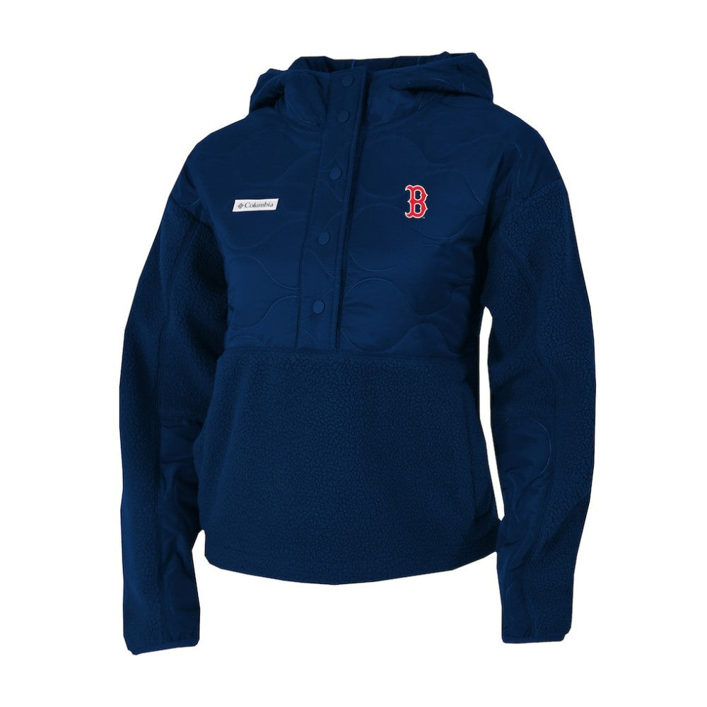 Boston Red Sox Columbia Women's Cloud Point Hooded Fleece Half-Snap Pullover Jacket - MLB