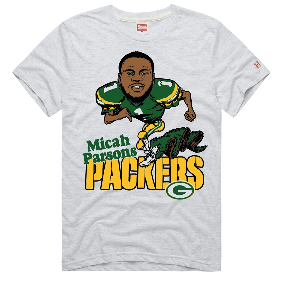Micah Parsons Green Bay Packers Homage Unisex Caricature Player Graphic Tri-Blend T-Shirt Ash | NFL