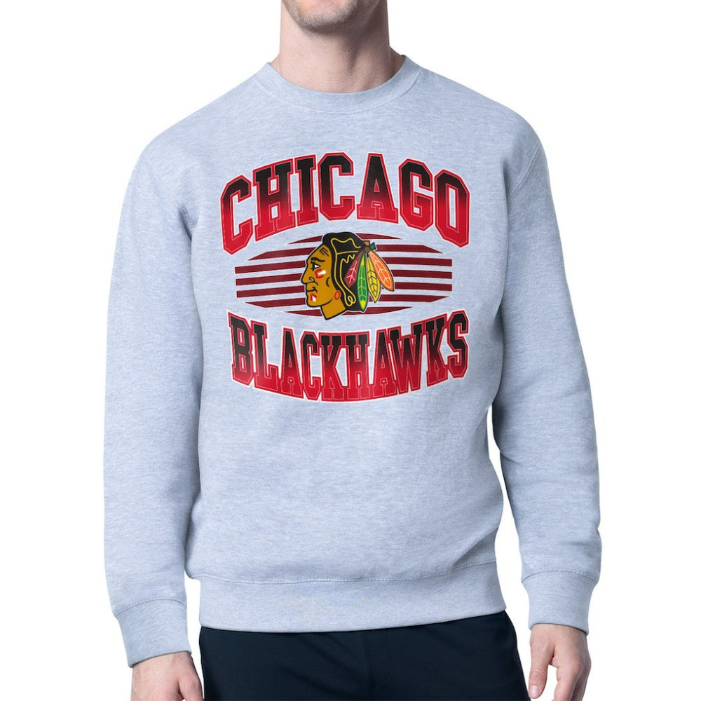 Chicago Blackhawks Starter Team Grit Graphic Fleece Pullover Sweatshirt - Gray - NHL