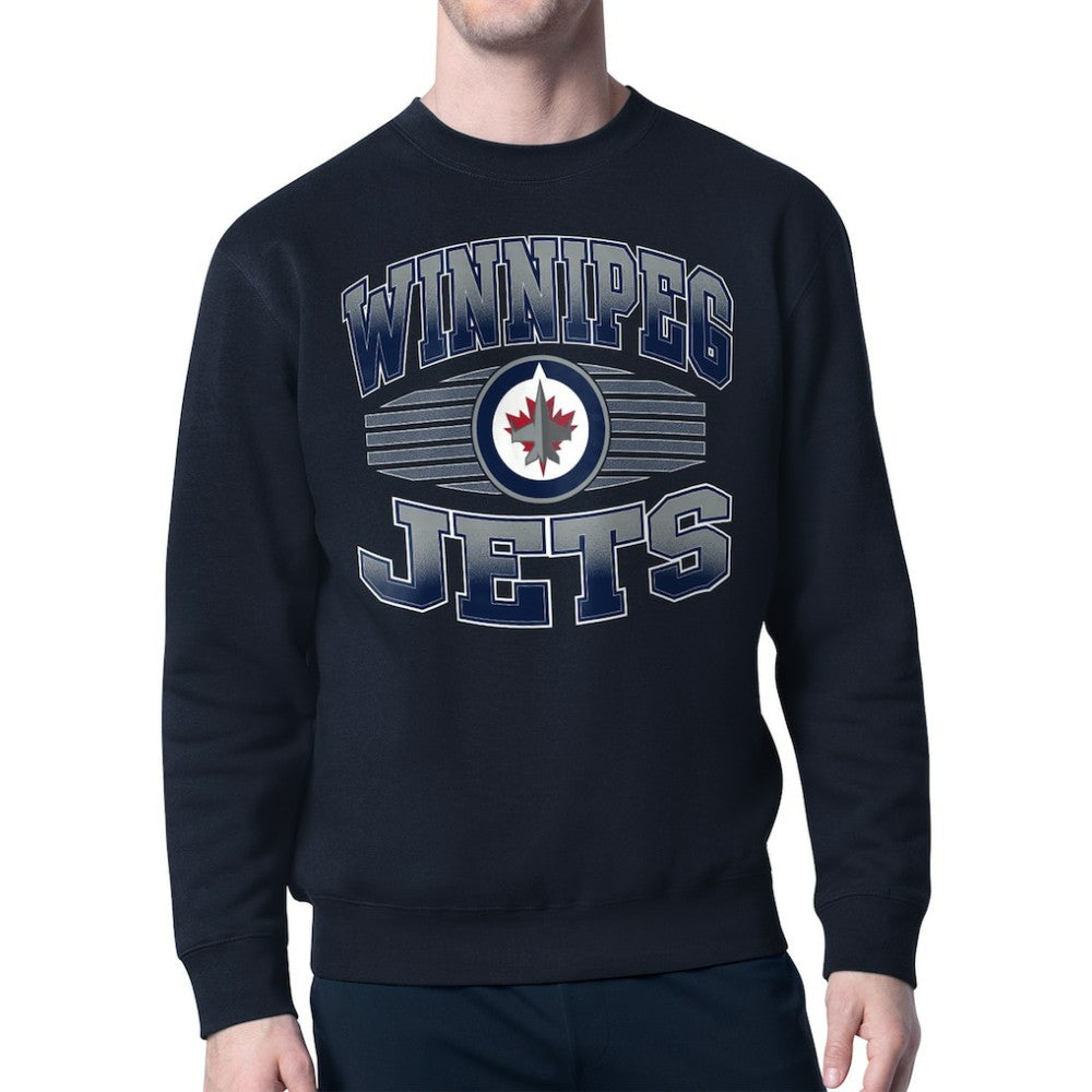 Winnipeg Jets Starter Team Grit Graphic Fleece Pullover Sweatshirt - Navy - NHL