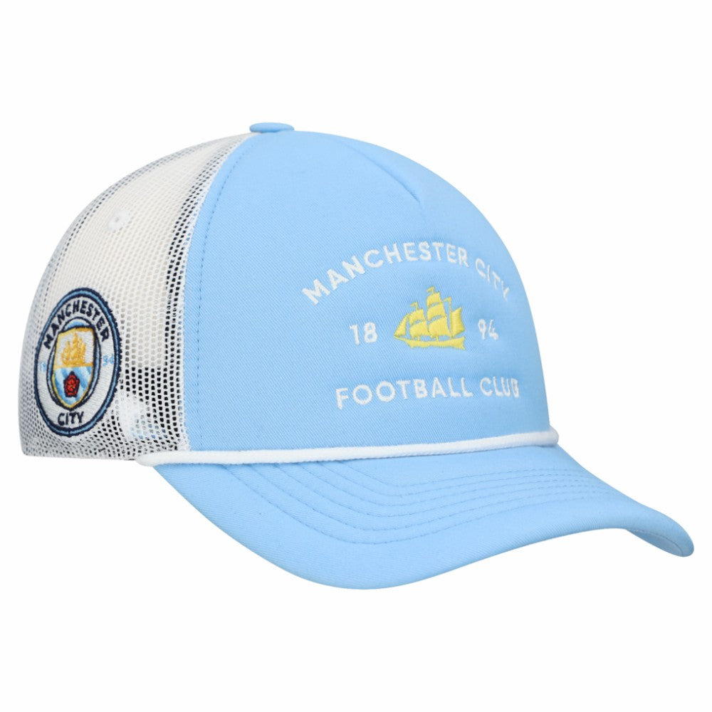 Manchester City Unisex Free Rider Trucker Snapback Hat Light Blue - FIFA World CUP