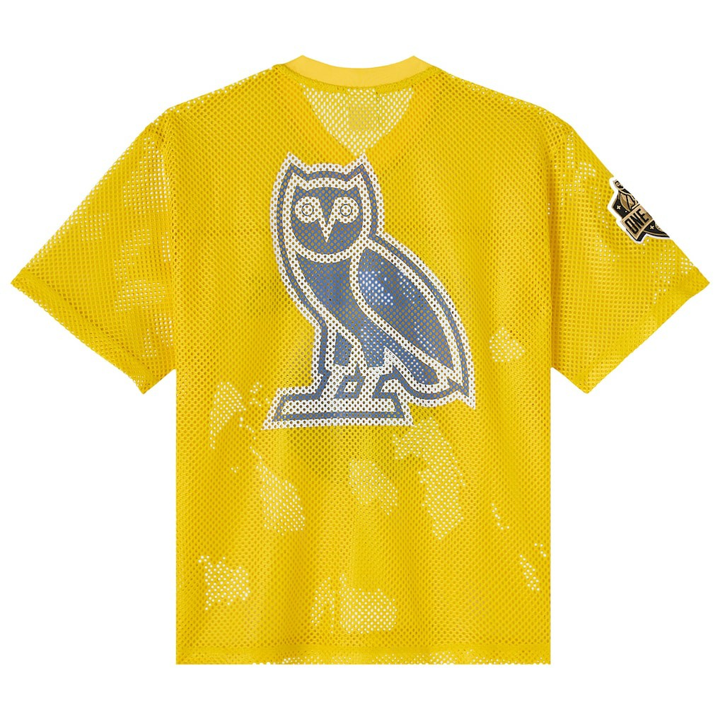 Golden State Warriors OVO x NBA Mesh Football Fashion Jersey Gold - NBA
