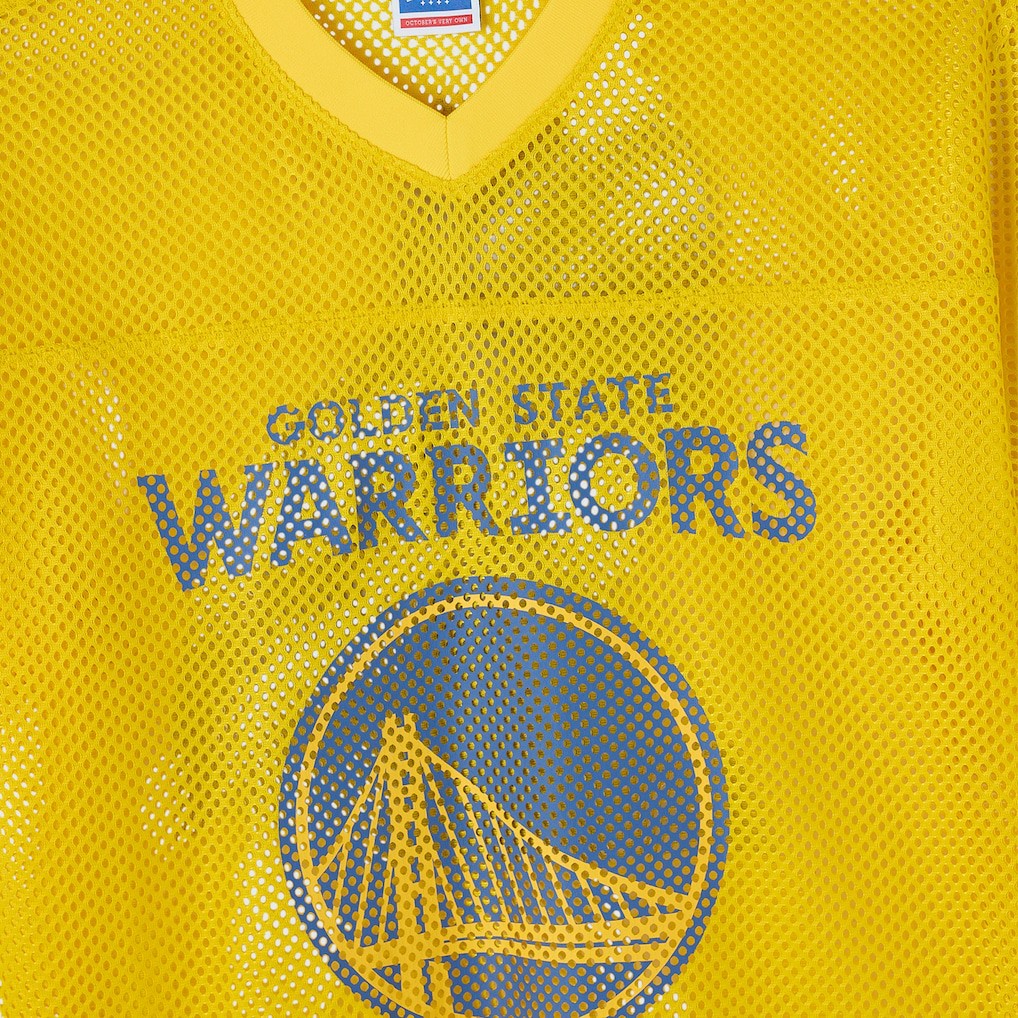 Golden State Warriors OVO x NBA Mesh Football Fashion Jersey Gold - NBA
