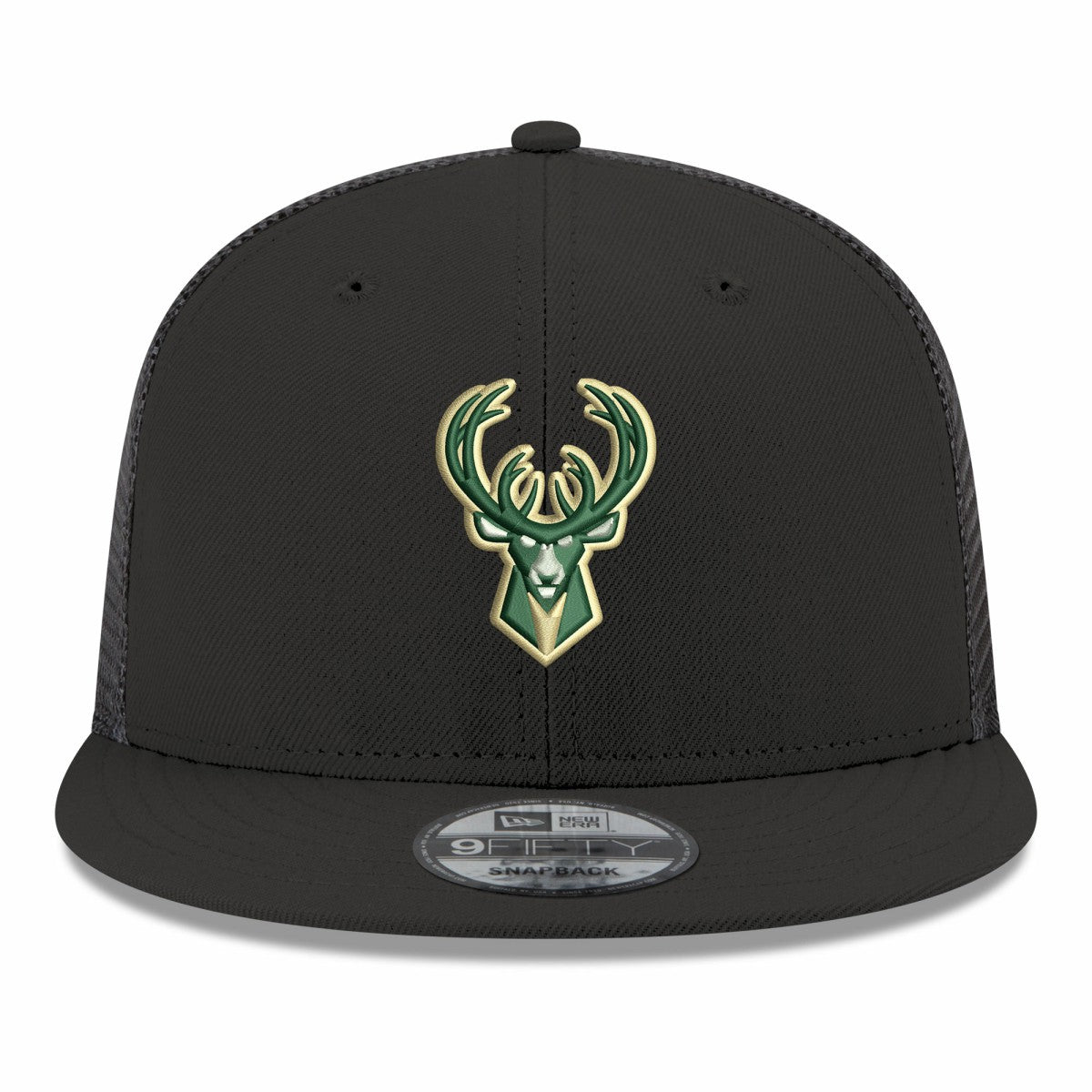 Milwaukee Bucks Core Logo Meshback 9FIFTY Snapback Hat Black - NBA
