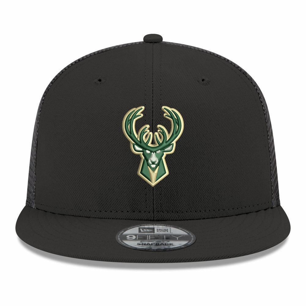 Milwaukee Bucks Core Logo Meshback 9FIFTY Snapback Hat Black - NBA