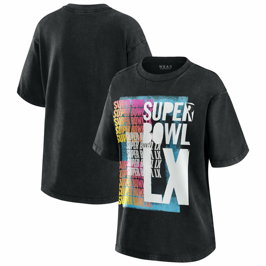 Super Bowl LX WEAR by Erin Andrews Women's Vintage Boyfriend T-Shirt Black | NFL