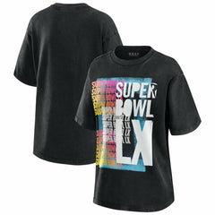 Super Bowl LX WEAR by Erin Andrews Women's Vintage Boyfriend T-Shirt Black | NFL