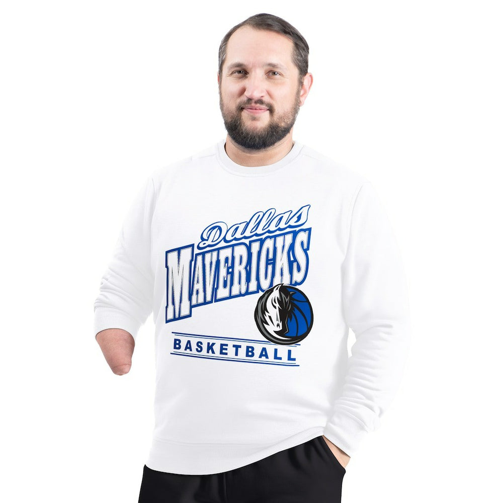 Dallas Mavericks G-III Sports by Carl Banks Adaptive Headliner Fleece Crewneck Sweatshirt White - NBA