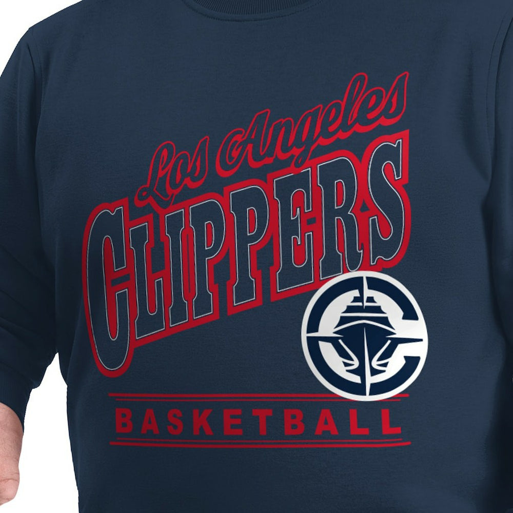 LA Clippers G-III Sports by Carl Banks Adaptive Headliner Fleece Crewneck Sweatshirt Navy - NBA
