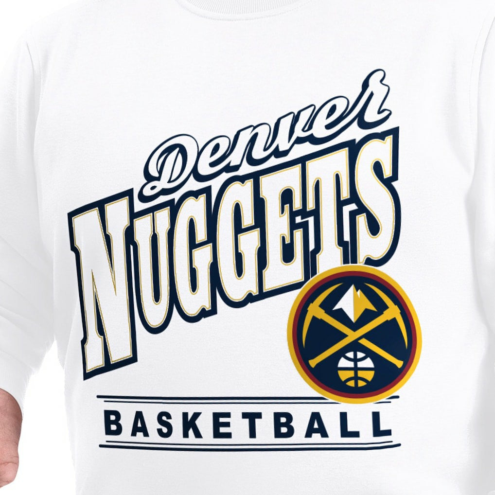 Denver Nuggets G-III Sports by Carl Banks Adaptive Headliner Fleece Crewneck Sweatshirt White - NBA