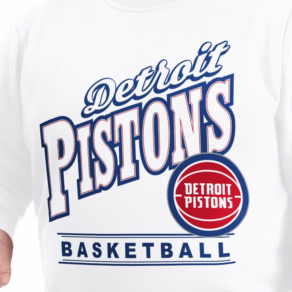 Detroit Pistons G-III Sports by Carl Banks Adaptive Headliner Fleece Crewneck Sweatshirt White - NBA