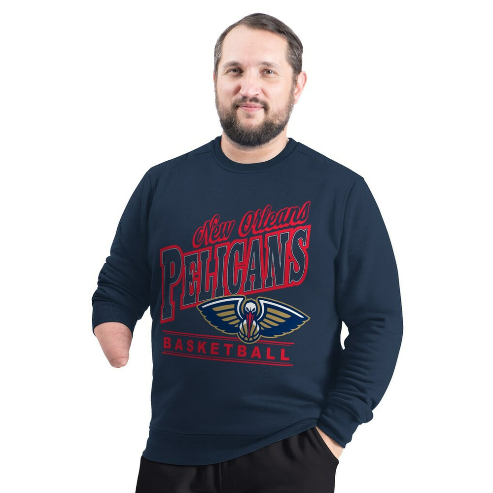 New Orleans Pelicans G-III Sports by Carl Banks Adaptive Headliner Fleece Crewneck Sweatshirt Navy - NBA