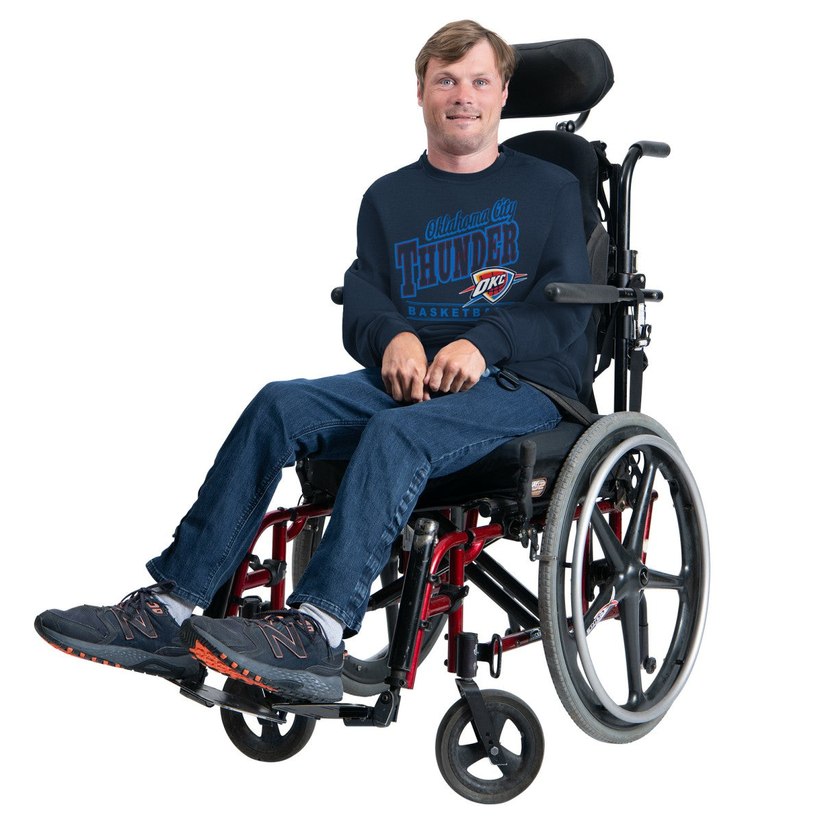 Oklahoma City Thunder G-III Sports by Carl Banks Adaptive Headliner Fleece Crewneck Sweatshirt Navy - NBA