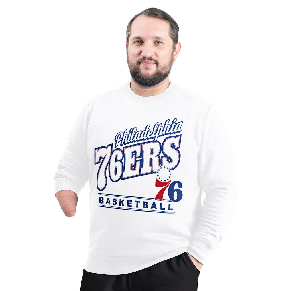 Philadelphia 76ers G-III Sports by Carl Banks Adaptive Headliner Fleece Crewneck Sweatshirt White - NBA