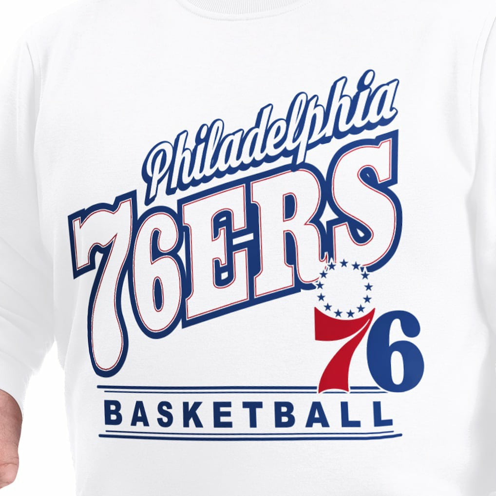 Philadelphia 76ers G-III Sports by Carl Banks Adaptive Headliner Fleece Crewneck Sweatshirt White - NBA