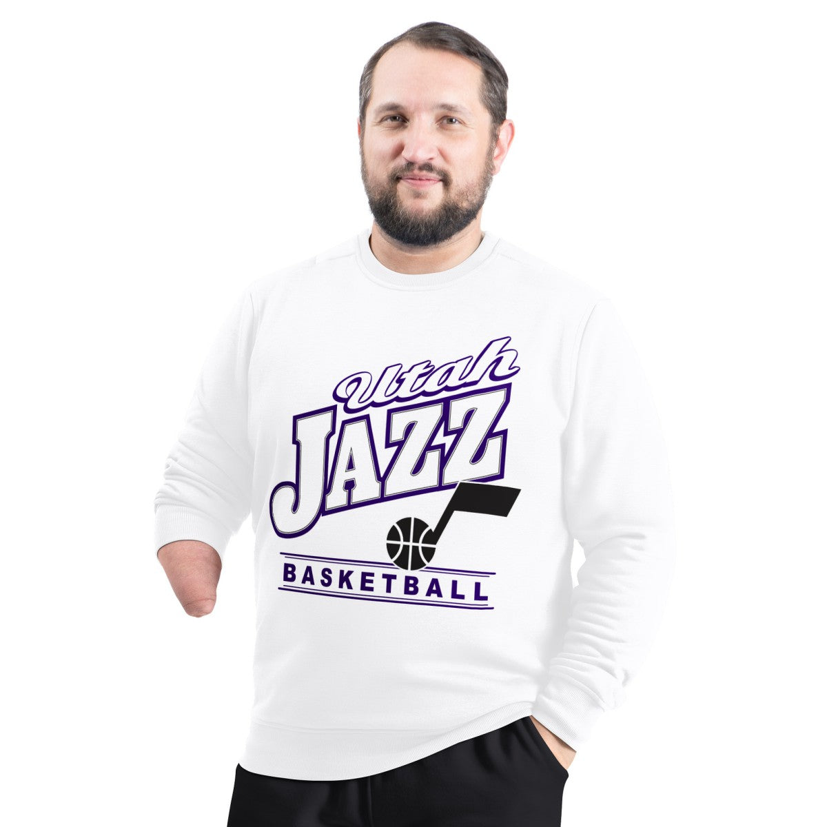 Utah Jazz G-III Sports by Carl Banks Adaptive Headliner Fleece Crewneck Sweatshirt White - NBA