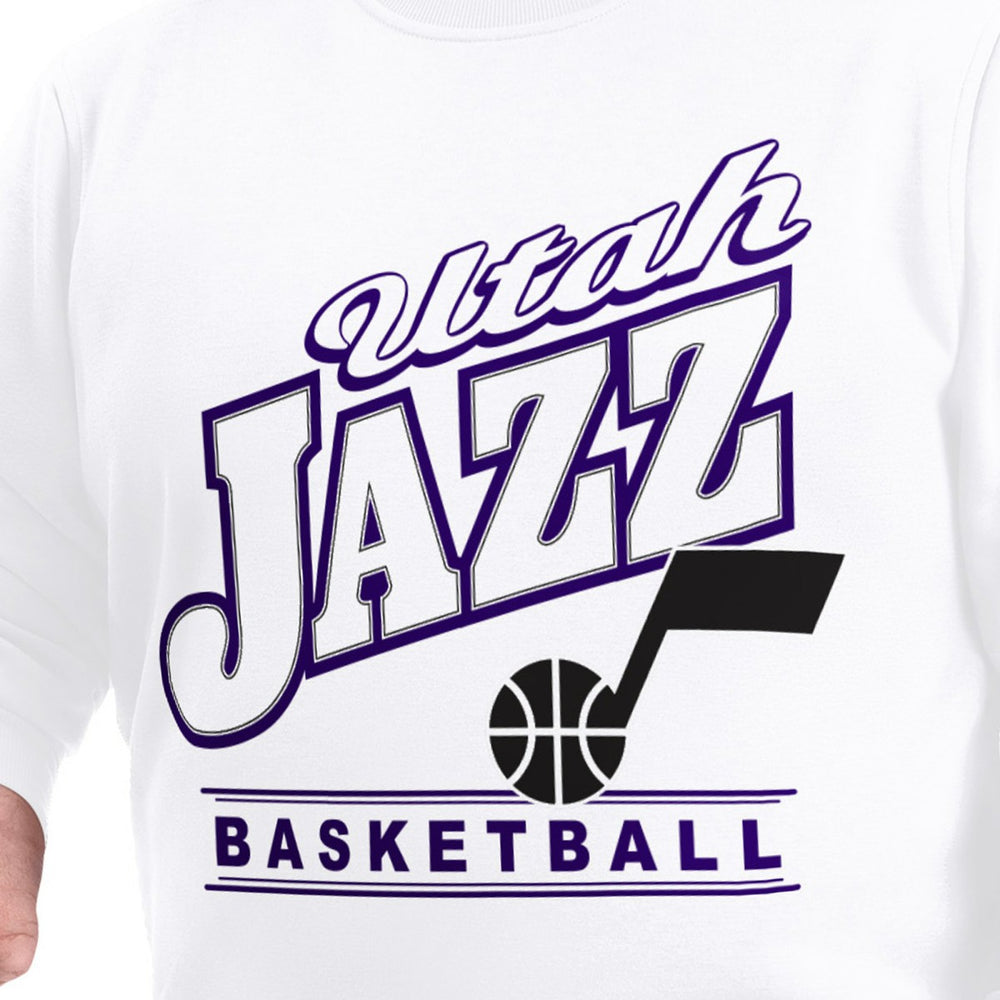 Utah Jazz G-III Sports by Carl Banks Adaptive Headliner Fleece Crewneck Sweatshirt White - NBA