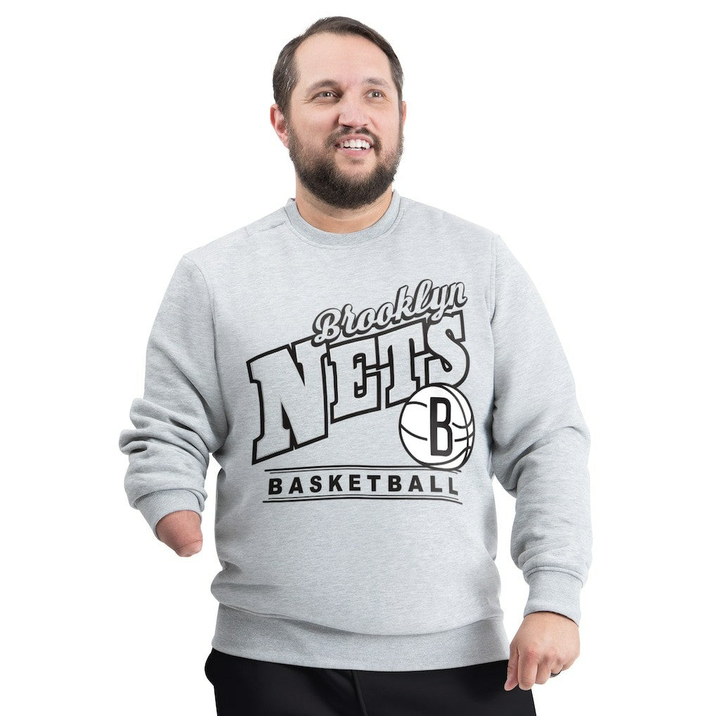 Brooklyn Nets G-III Sports by Carl Banks Adaptive Headliner Fleece Crewneck Sweatshirt Gray - NBA