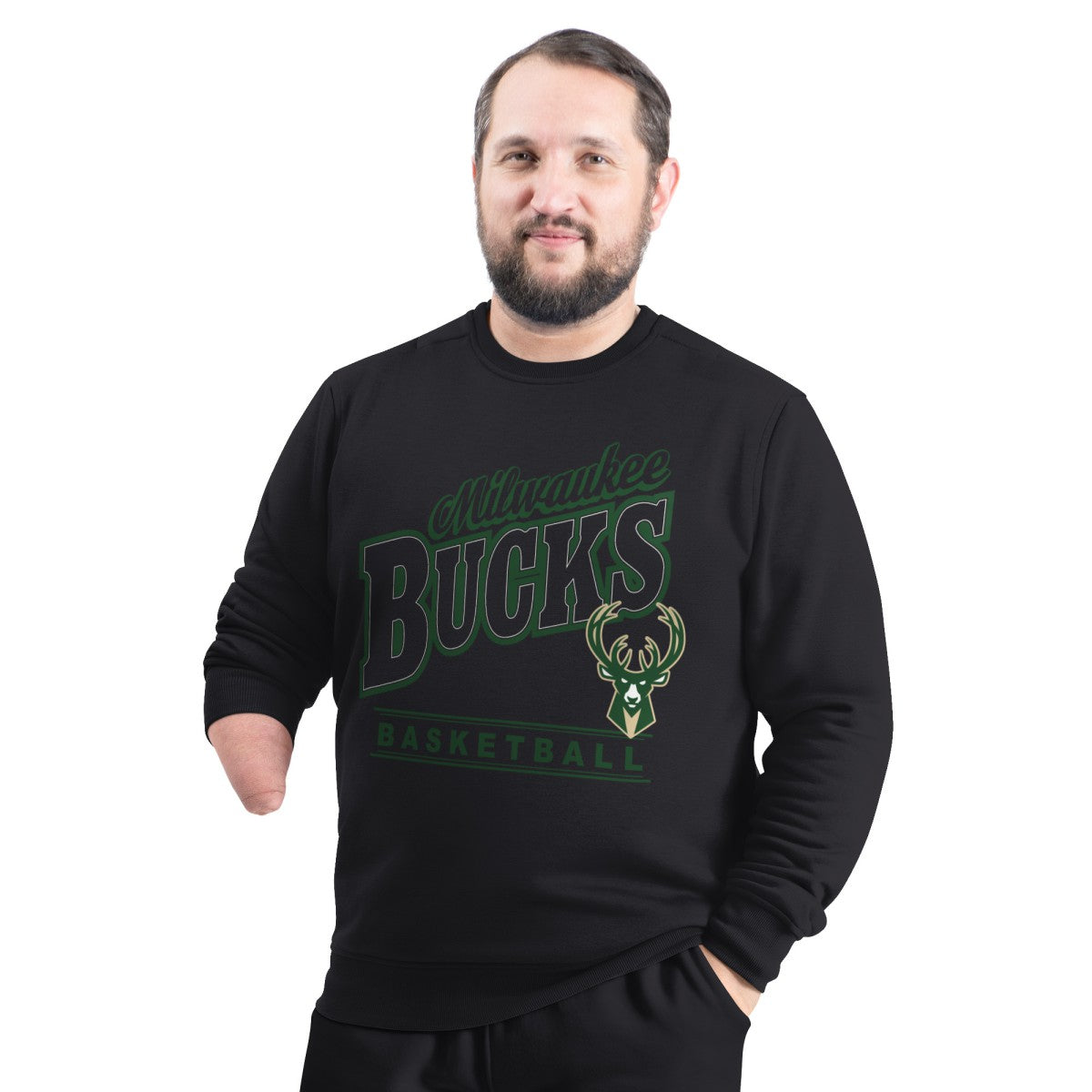 Milwaukee Bucks G-III Sports by Carl Banks Adaptive Headliner Fleece Crewneck Sweatshirt Black - NBA