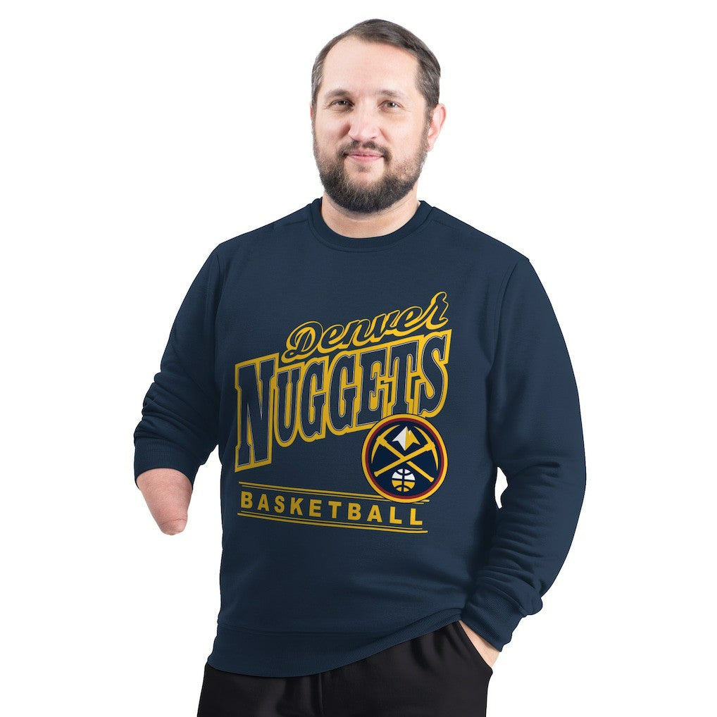 Denver Nuggets G-III Sports by Carl Banks Adaptive Headliner Fleece Crewneck Sweatshirt Navy - NBA