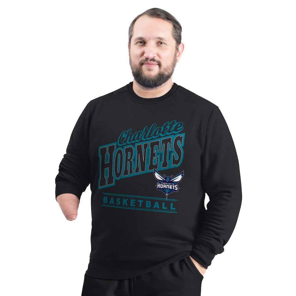 Charlotte Hornets G-III Sports by Carl Banks Adaptive Headliner Fleece Crewneck Sweatshirt Black - NBA