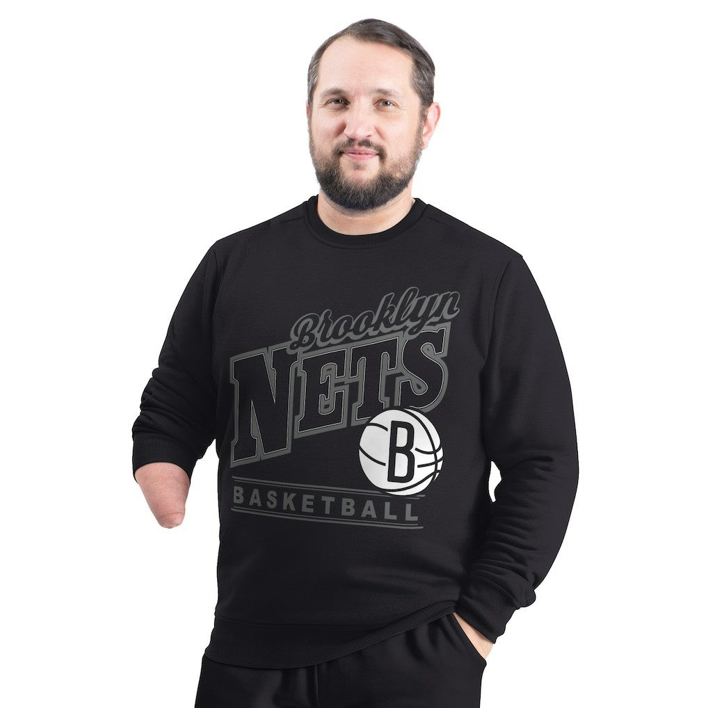 Brooklyn Nets G-III Sports by Carl Banks Adaptive Headliner Fleece Crewneck Sweatshirt Black - NBA