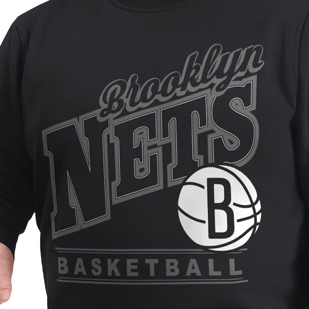 Brooklyn Nets G-III Sports by Carl Banks Adaptive Headliner Fleece Crewneck Sweatshirt Black - NBA
