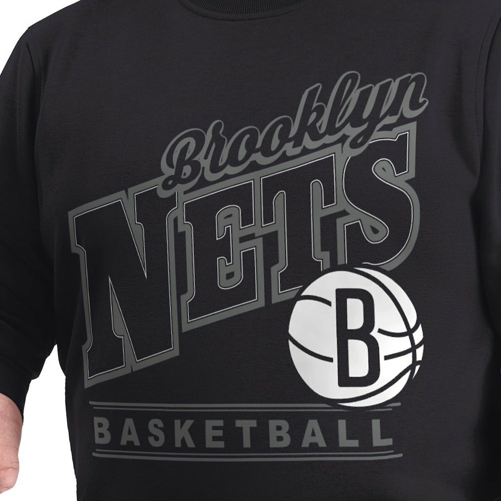 Brooklyn Nets G-III Sports by Carl Banks Adaptive Headliner Fleece Crewneck Sweatshirt Black - NBA
