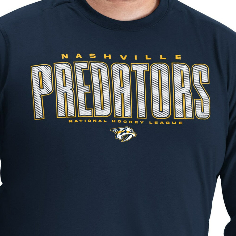Nashville Predators G-III Sports by Carl Banks Adaptive Mesh Effect Long Sleeve T-Shirt - Navy - NHL