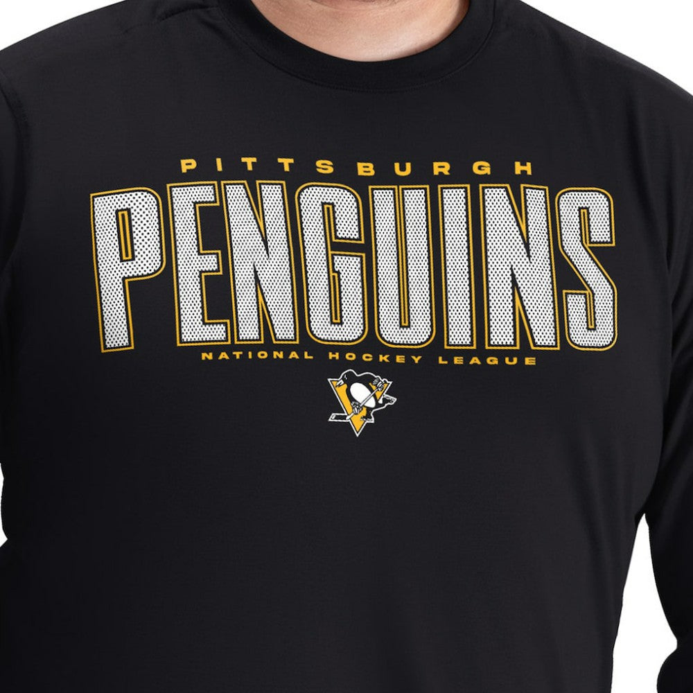Pittsburgh Penguins G-III Sports by Carl Banks Adaptive Mesh Effect Long Sleeve T-Shirt - Black - NHL