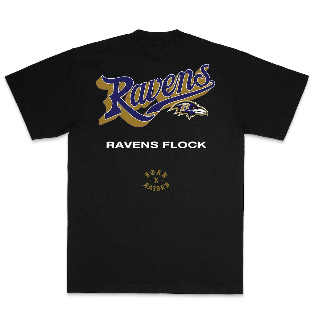 Baltimore Ravens Born x Raised Unisex Pro Script T-Shirt Black | NFL
