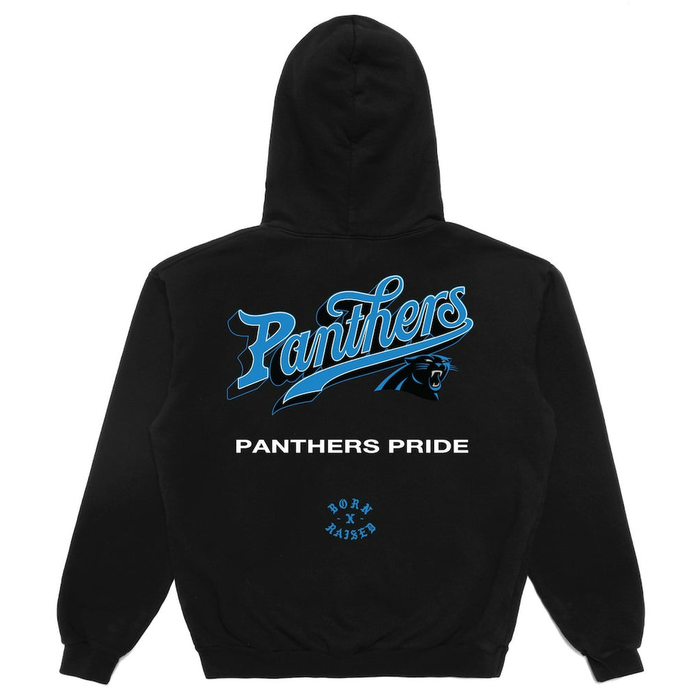 Carolina Panthers Born x Raised Unisex Pro Script Hoodie Black | NFL