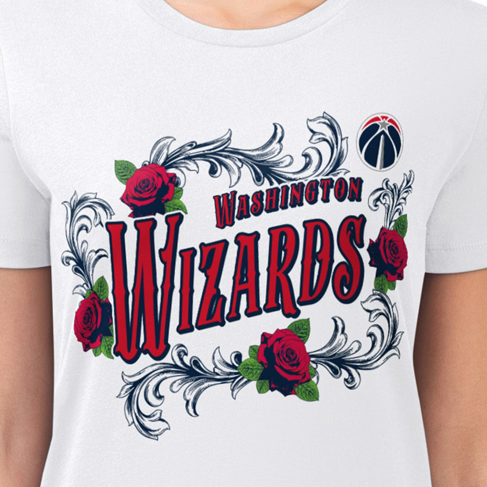 Washington Wizards G-III 4Her by Carl Banks Women's Super-Slim Fit Lightweight Roses Crew Neck T-Shirt White - NBA