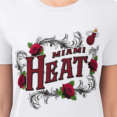 Miami Heat G-III 4Her by Carl Banks Women's Super-Slim Fit Lightweight Roses Crew Neck T-Shirt White - NBA