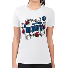 Minnesota Timberwolves G-III 4Her by Carl Banks Women's Super-Slim Fit Lightweight Roses Crew Neck T-Shirt White - NBA