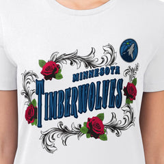 Minnesota Timberwolves G-III 4Her by Carl Banks Women's Super-Slim Fit Lightweight Roses Crew Neck T-Shirt White - NBA