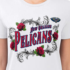 New Orleans Pelicans G-III 4Her by Carl Banks Women's Super-Slim Fit Lightweight Roses Crew Neck T-Shirt White - NBA