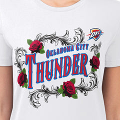Oklahoma City Thunder G-III 4Her by Carl Banks Women's Super-Slim Fit Lightweight Roses Crew Neck T-Shirt White - NBA