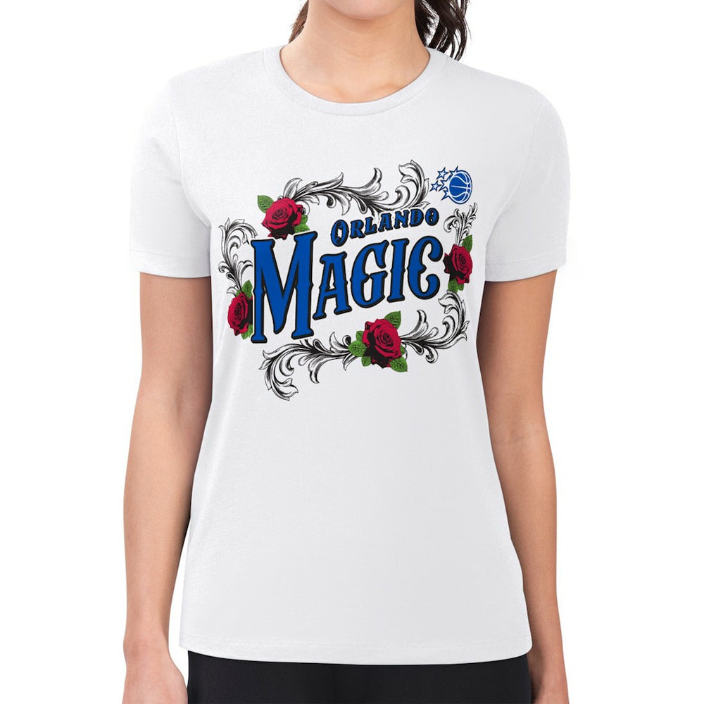 Orlando Magic G-III 4Her by Carl Banks Women's Super-Slim Fit Lightweight Roses Crew Neck T-Shirt White - NBA