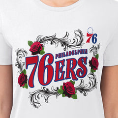 Philadelphia 76ers G-III 4Her by Carl Banks Women's Super-Slim Fit Lightweight Roses Crew Neck T-Shirt White - NBA